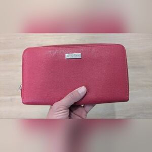 Furla Red Genuine Leather Continental Wallet Zipper
